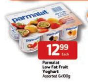 Parmalat Low Fat Fruit Yoghurt Assorted-6x100g Each