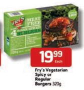 Fry's Vegetarian Spicy Or Regular Burgers-320g Each