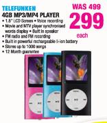 Telefunken 4GB MP3/MP4 Player-Each