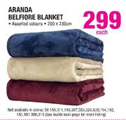 Aranda Belfiore Blanket Assorted Colours-200x230cm Each