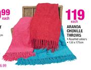 Aranda Chenille Throws Assorted Colours-130 x 175cm Each