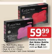 Elektra Electric Hot Water Bottle Pink 2502,Blue 2503 Or Red 2501 Each