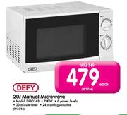 Defy 20Ltr Manual Microwave-Each