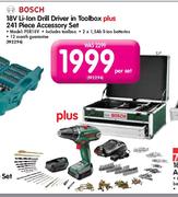 Bosch 18V Li-ion Drill Driver in Toolbox Plus 241 Piece Accessory Set-Per Set