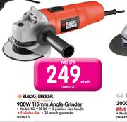 Black & Decker 900W 115mm Angle Grinder-Each