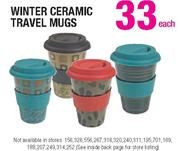Winter Creamic Travel Mugs-Each