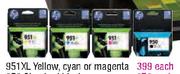 HP 951XL Yellow, Cyan Or Magenta Ink-Each