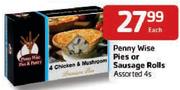 Penny Wise Pies or Sausage Rolls-4's Each