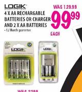 Logik 4xAA Rechargable Batteries Or Charger And 2xAA Batteries