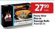 Penny Wise Pies or Sausage Rolls Assorted-4s Each