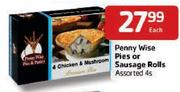 Penny Wise Pies Or Sausage Rolls Assorted-4's
