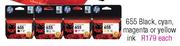 655 Black, Cyan, Magenta Or Yellow Ink-Each