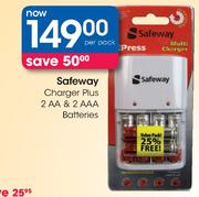 Safeway Charger Plus 2 AA & 2AAA Batteries Per Pack
