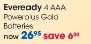 Eveready 4AA Powerplus Gold Batteries Per Pack