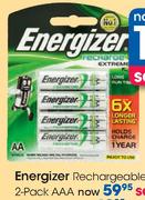 Energizer Rechargeable Battries AAA-2 Pack Per Pack