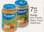 Purity 3rd Foods Baby Food Assorted-200ml Each