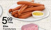 Elim Frankfurters-Per 100g