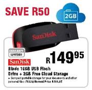 Sandisk Blade 16GB USB Flash Drive + 2GB Free Cloud Storage