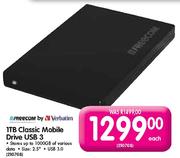 Freecom By Verbatrim 1TB Classic Mobile Drive USB 3 Size:2.5"-Each