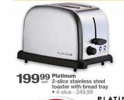 Platinum 2-Slice Stainless Steel Toaster With Bread Tray-Each