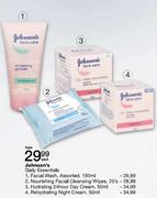 Johnson's Daily Essentials Nourishing Facial Cleansing Wipes-25's-Each