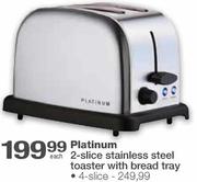 Platinum 2-Slice Stainless Steel Toaster With Bread Tray-Each