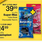 Super Max Triple Blade Disposable Razors-2x5's