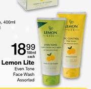 Lemon Lite Even Tone Face Wash-100ml Each