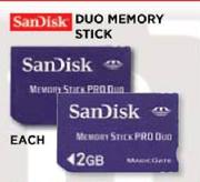 SanDisk 2GB Duo Memory Stick-each