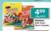 Chelsea Soft Drop/Worm Sweets-100g each