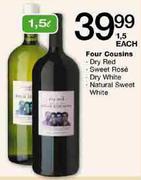 Four Cousins Dry Red-1.5Ltr-Each