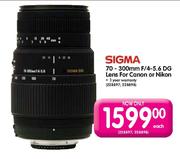 Sigma 70-300mm F/4-5.6 DG Lens For Canon Or Nikon