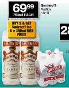 Smirnoff Vodka 1818-750ml-Each