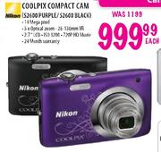 Nikon Coolpix Compact Cam (S2600 PURPLE/S2600 BLACK)-each