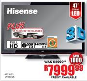 Hisense 47" (119cm) LED TV + 10 Pairs of 3D Glasses