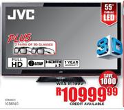JVC 55" (140cm) LED TV + 2 Pairs of 3D Glasses