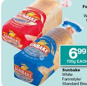 Sunbake White Farmstyle/Standard Bread-700g