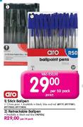 Aro Retractable Ballpen-per 24 pack