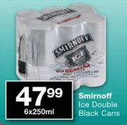 Smirnoff Ice Double Black Cans-6x250ml