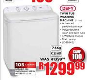 Defy Twin Tub Washing Machine-7.5Kg