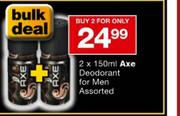 Axe Deodorant For Men Assorted-2x150ml