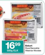 Eskort Rooi/Gerookte Weense Worsies-500 Elk