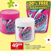 Vanish (Power O2 Inwash-500g/Power O2 CrystalWhites-400g/Power O2 Refill-650g) Each
