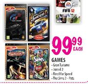 PSP Games Gran Turismo, Juiced 2, Need For Speed Or The Sims 2 Pets-Each