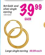 9ct Gold & Silver Single Earring-Each