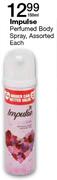 Impulse Perfumed Body Spray Assorted-150ml Each 