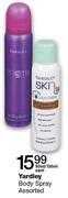Yardley Body Spray Assorted-90ml/150ml Each