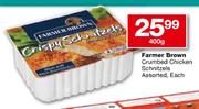 Farmer Brown Crumbed Chicken Schnitzels Assorted-400g Each