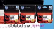 HP 655 Black and Colour-each
