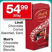 Lindt Chocolate Cornet Assorted-200g Each